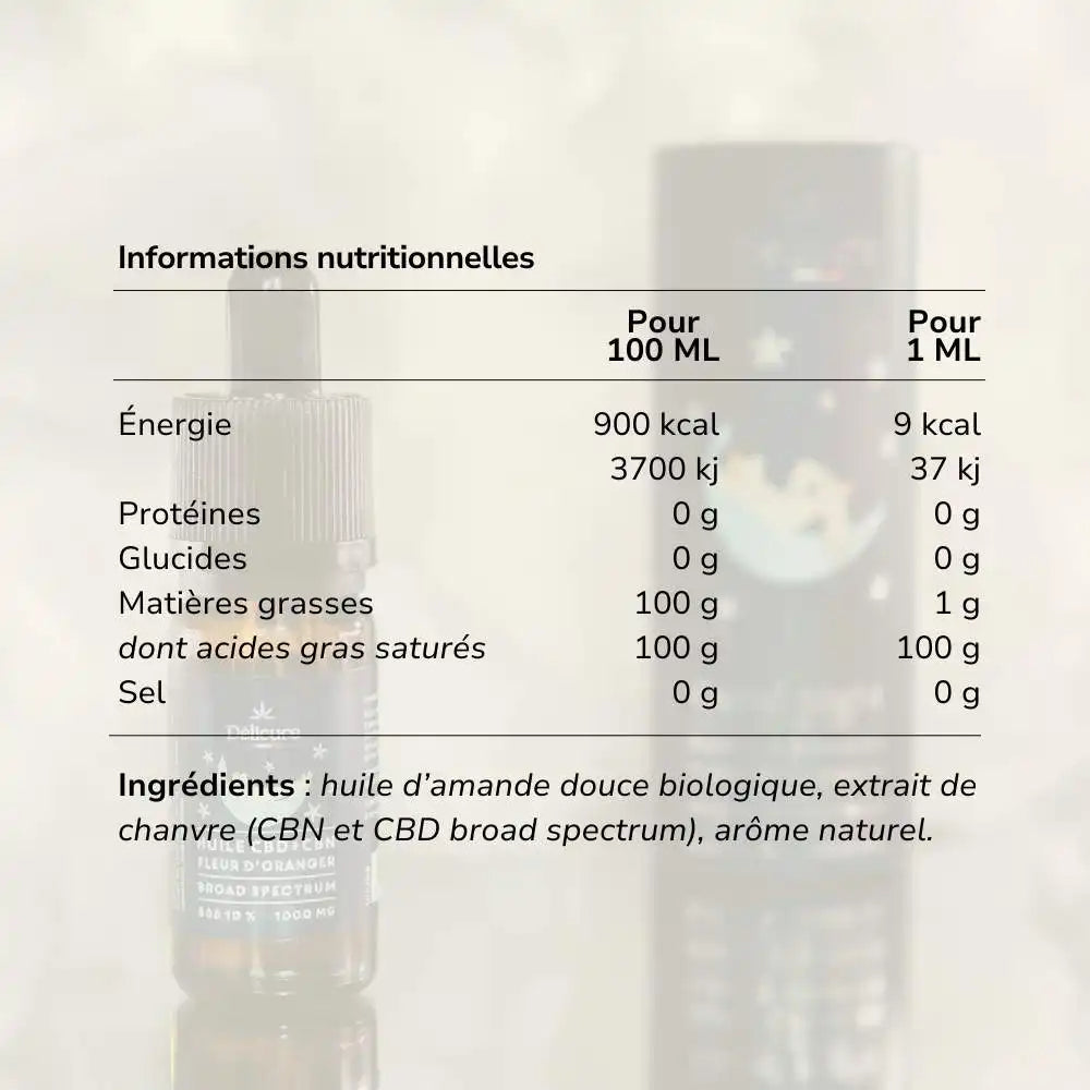 Huile de CBD CBN bio Sommeil 1000mg - Délicure