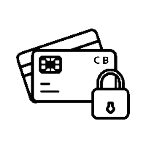 Illustration de cartes de crédit et d'un cadenas. L'image symbolise un paiement sécurisé en ligne. Par Carte Bancaire, paiement en 3x à partir de 35€.