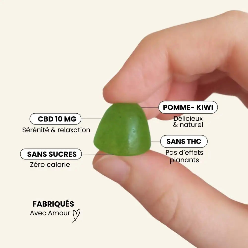 Gummies CBD Pomme Kiwi sans sucre - Délicure