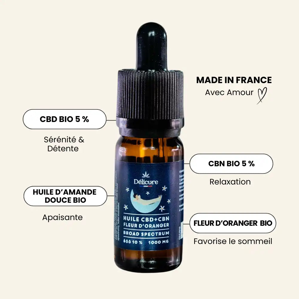 Huile de CBD CBN bio Sommeil 1000mg - Délicure