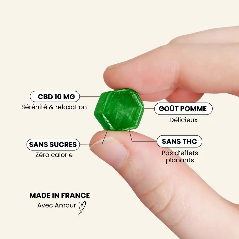 Pack Bonbons CBD Pomme 1600 mg sans sucre - Délicure
