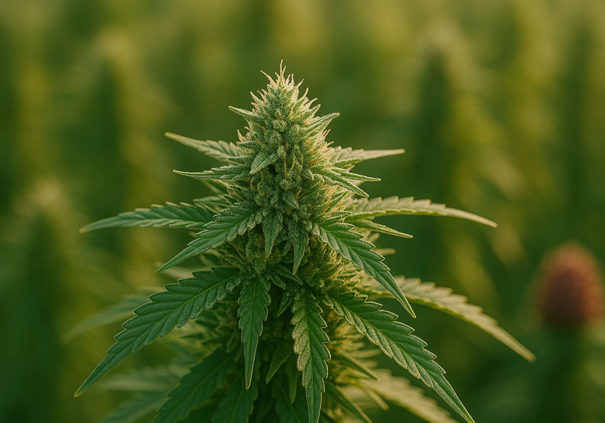 Fleur de chanvre cultivée en extérieur, source naturelle de cannabidiol utilisé dans l’huile de CBD.

