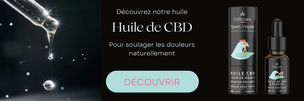 l'huile de cbd bio de delicure apaise naturellement les douleurs musculaires et articulaires, elle est efficace pour traiter les douleurs du dos et ne provoque pas de dépendance ni d'accoutumance