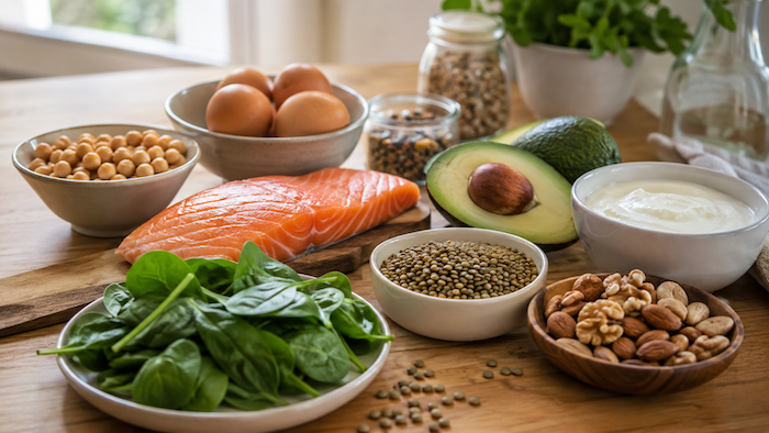 Aliments riches en protéines, fer, zinc et biotine pour favoriser des ongles forts et résistants