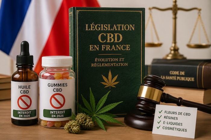 illustration mantrant les produits au cbd autorisés et ceux interdits en france