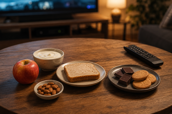 Alimenti sazianti e snack golosi per distinguere la fame fisica dalla voglia di mangiare davanti alla televisione